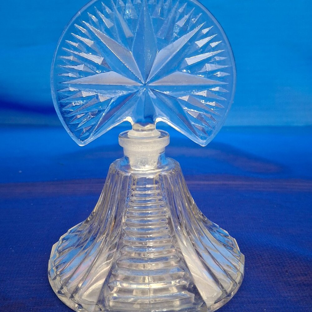 Art Deco Clear Glass Perfume Bottle – Starburst Fan Stopper